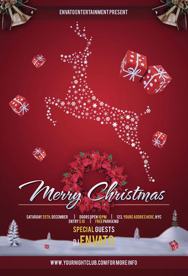 圣诞背景礼物海报PSD模板