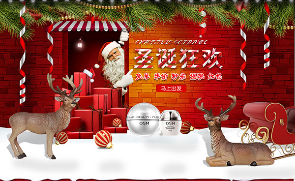 圣诞狂欢化妆品电商海报