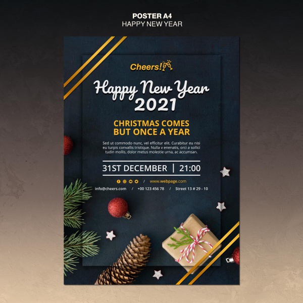 2021新年快乐海报模板PSD