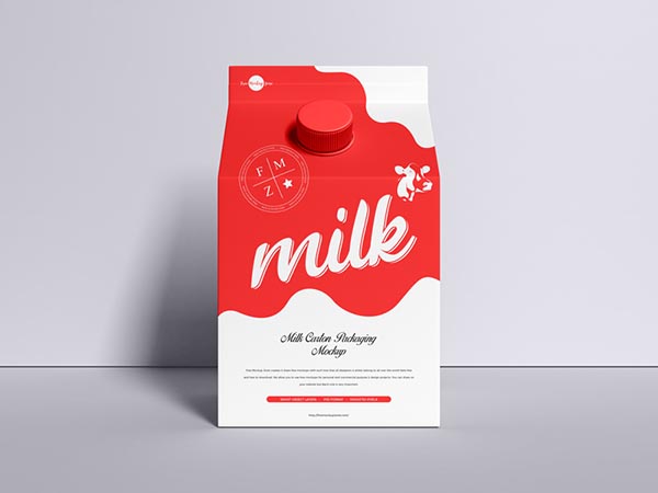 免费牛奶盒包装样机模型