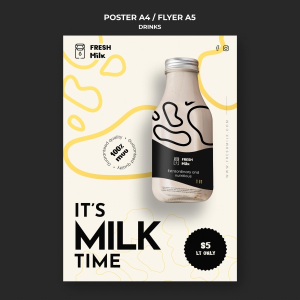 牛奶销售海报模板设计