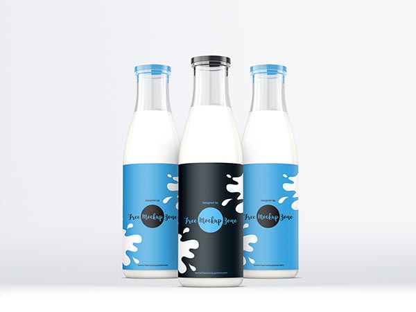 牛奶玻璃瓶样机模型