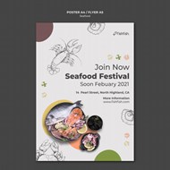 海鲜餐厅海报模板