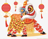 春节传统舞狮插画