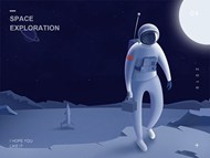 太空人宇航员插画多用途psd模板