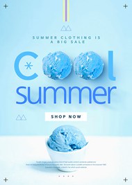 蓝色夏季清凉一夏冰淇淋海报