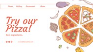 手绘披萨美食psd广告