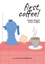 国际咖啡日手绘海报模板