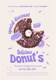 甜甜圈店宣传单模板