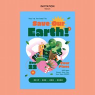 拯救地球卡通插画海报