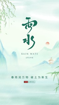 中国风简约风格雨水节气手机端海报模板