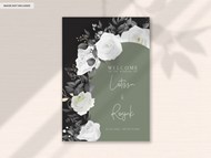 白色花卉装饰婚礼邀请函
