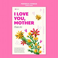 母亲节花卉海报模板
