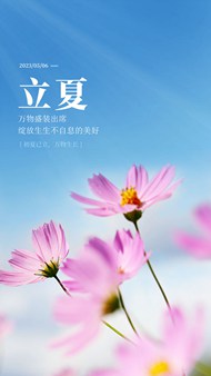 小清新花朵主题立夏节气手机端psd海报