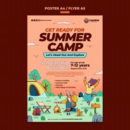 夏日野营手绘插图海报