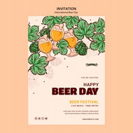 手绘国际啤酒日海报