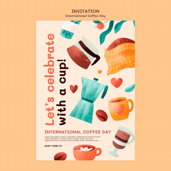 国际咖啡日邀请海报