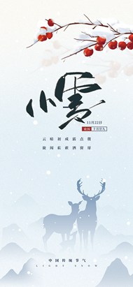中式简约小雪节气手机端psd海报