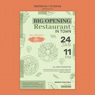 手绘餐厅开业海报模板