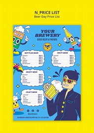 啤酒节卡通风格价表清单源文件设计