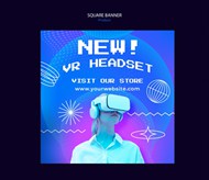 免费新款VR眼镜方形banner设计