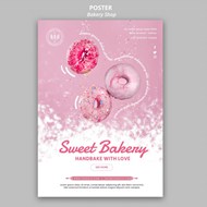 免费甜甜圈甜品店美食招贴海报设计