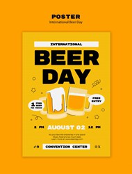 免费国际啤酒节卡通插画海报模板设计