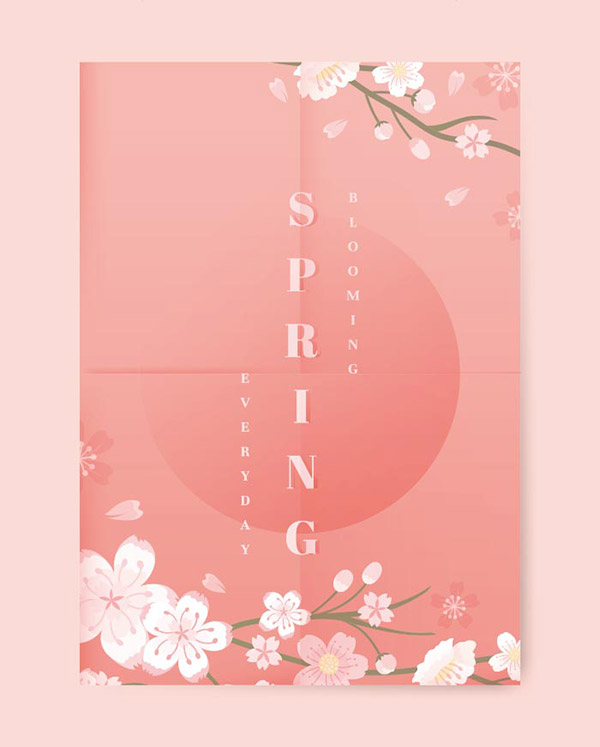  春季樱花海报矢量图片 