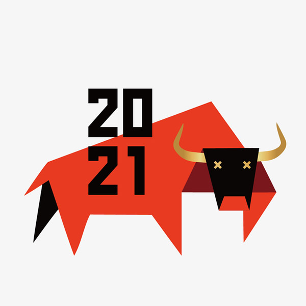 红色牛2021春节矢量下载