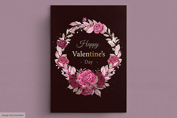 玫瑰花装饰情人节卡片矢量模板