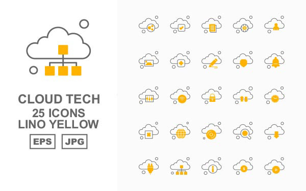 云技术橙黄色图标矢量下载