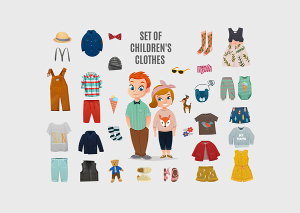 儿童服饰元素矢量图片