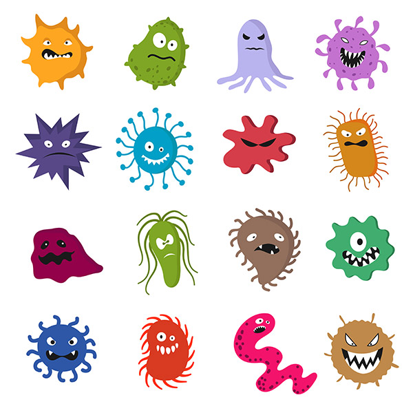 卡通可爱的病毒细菌矢量素材下载