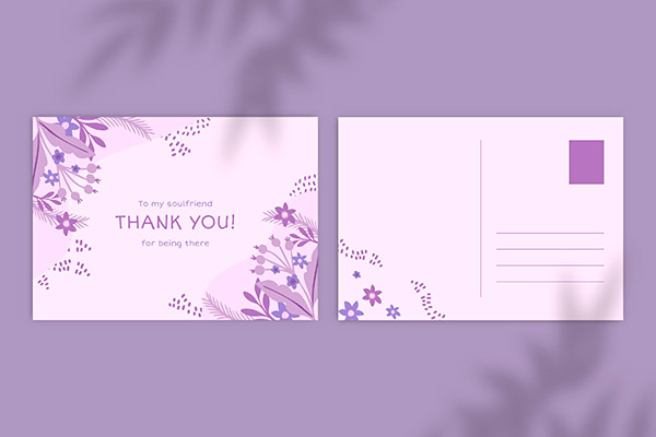 紫色花卉单色贺卡矢量素材下载