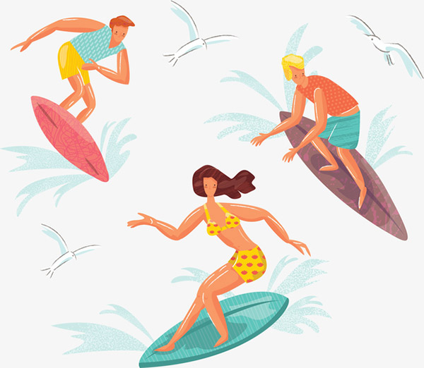 夏季运动冲浪的人矢量图下载