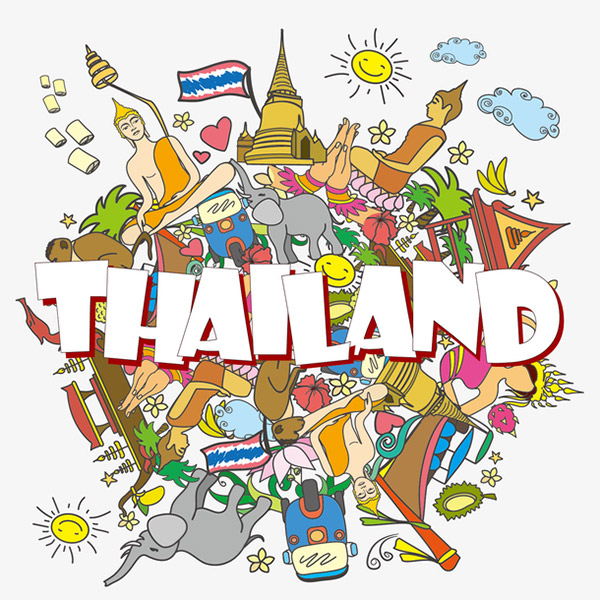 泰国旅游精美插图矢量模板