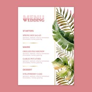花卉婚礼菜单模板矢量模板