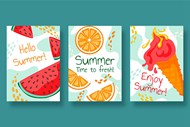 夏季手绘系列卡片矢量模板