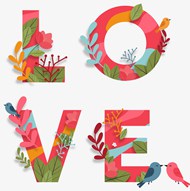 love花朵字体矢量图片