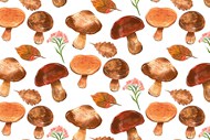 手工彩绘水彩蘑菇图案矢量图片