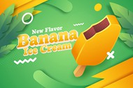 香蕉冰淇淋广告矢量素材下载