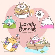 可爱卡通兔子插画矢量下载