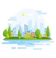 城市生态系统能源概念矢量模板