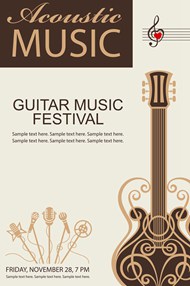 吉他音乐节海报矢量图