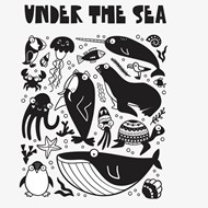黑白海洋动物插画矢量图下载