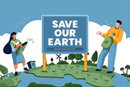 绿化环保地球卡通人物矢量下载