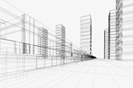 城市建筑透视线条矢量图