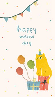 猫咪生日贺卡矢量图片