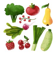 水彩蔬菜和水果矢量素材