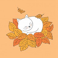 睡在叶子上的猫矢量图